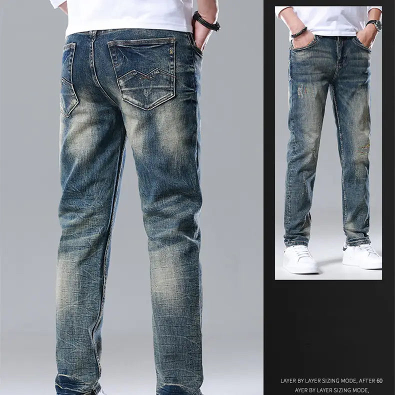 Men’s Straight Slim Cotton Vintage Jeans