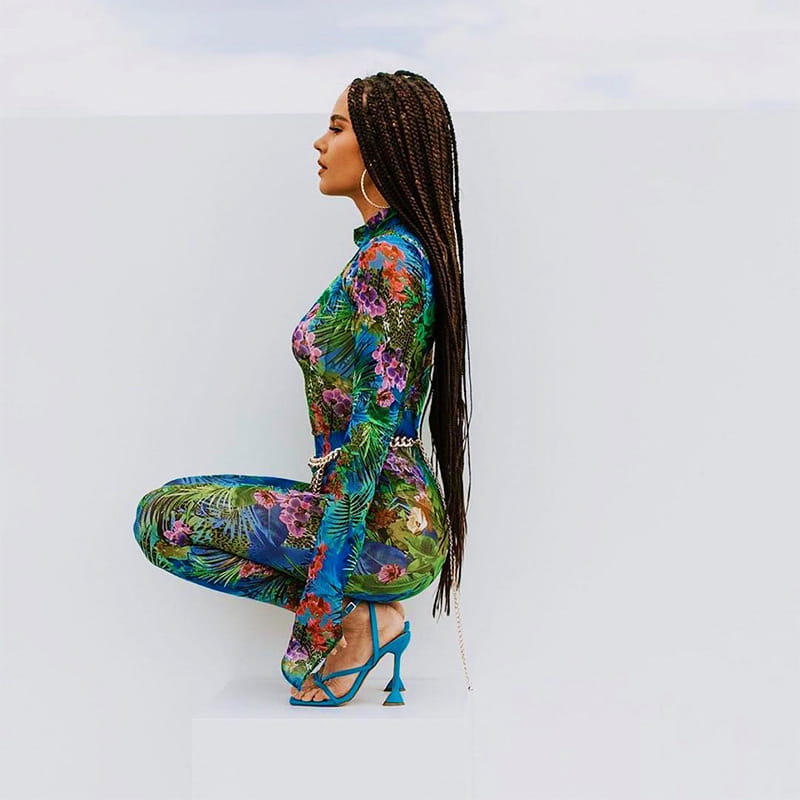 Women’s Tropical Rainforest Flared Sleeve Jumpsuit