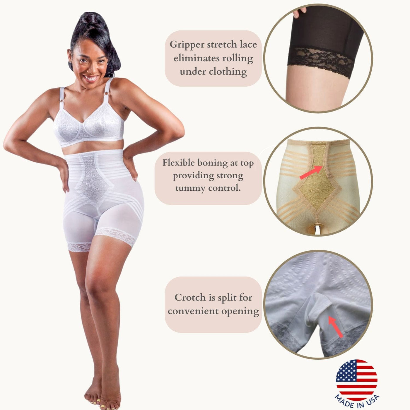 Style 6209 | Breathable High Waist Thigh Slimmer | No Roll Power Mesh Hourglass Shaper |  Firm to Extra Firm Support