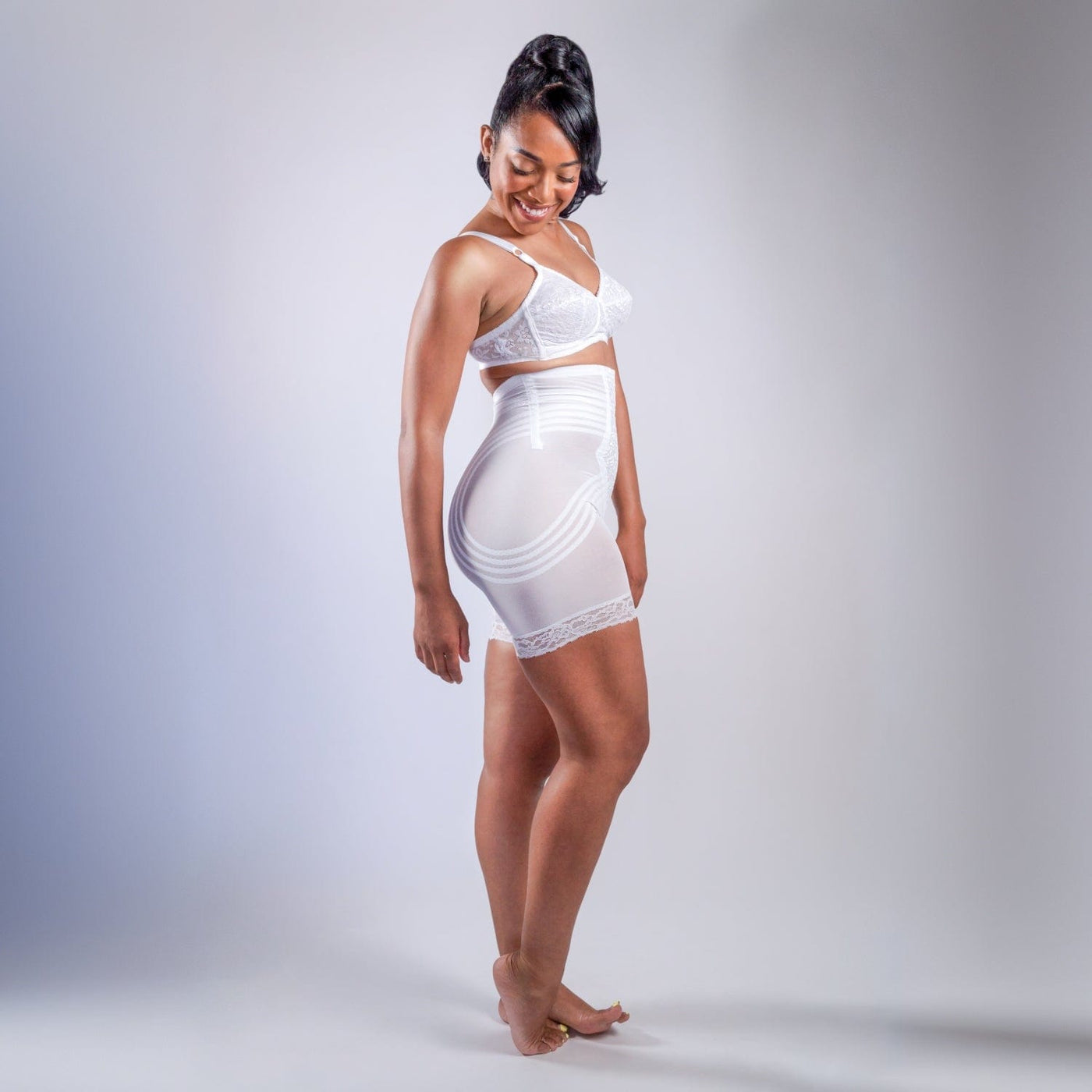 Style 6209 | Breathable High Waist Thigh Slimmer | No Roll Power Mesh Hourglass Shaper |  Firm to Extra Firm Support