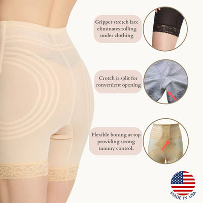 Style 6209 | Breathable High Waist Thigh Slimmer | No Roll Power Mesh Hourglass Shaper |  Firm to Extra Firm Support