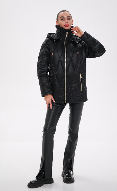 Genuine Mink Fur Trim Down Coat