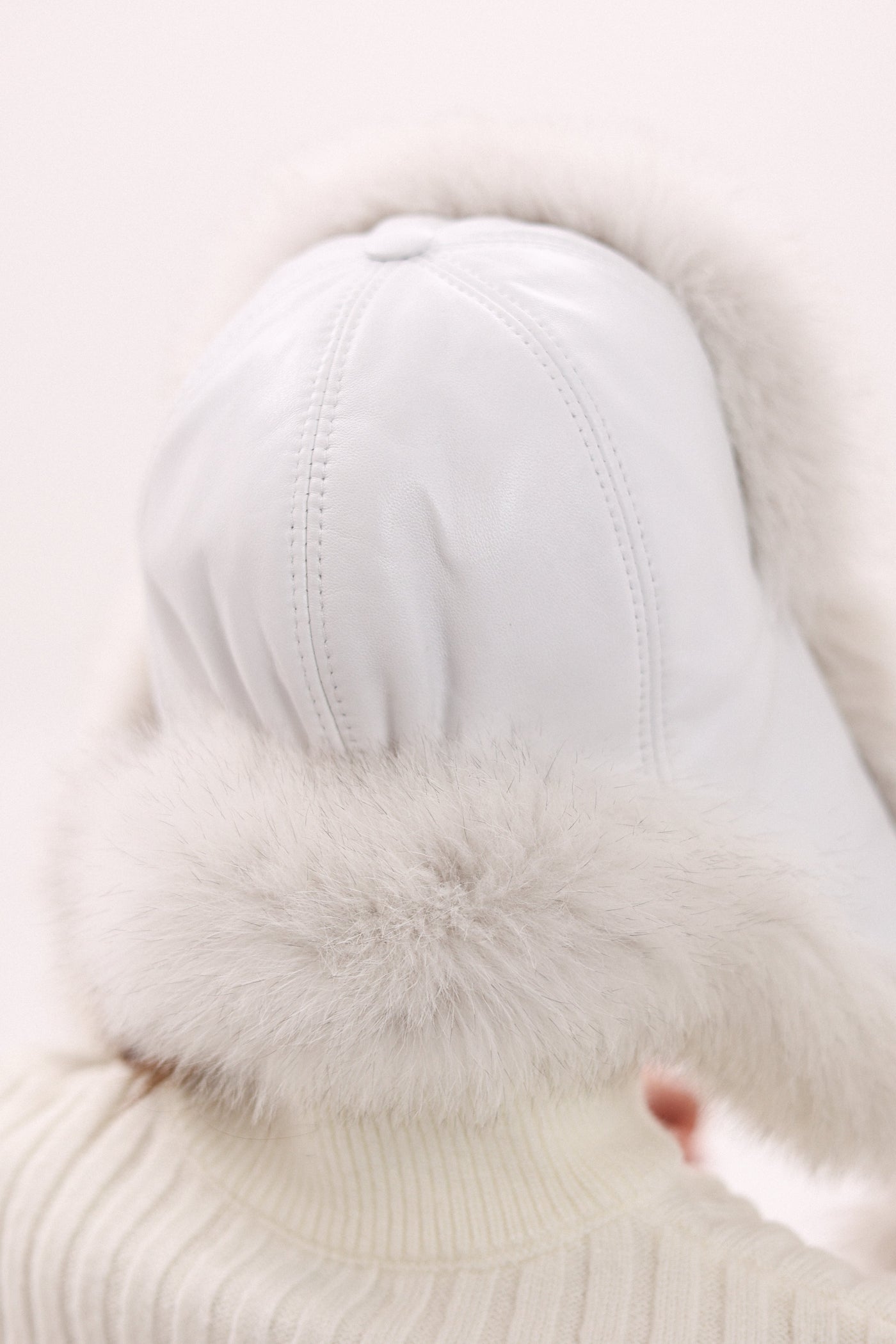 Genuine Arctic Fox Fur Genuine Leather Hat