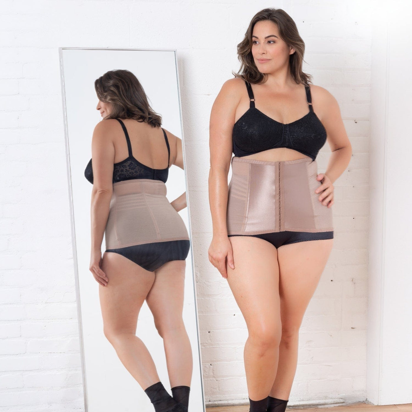 Style 821 | Shapette Powermesh Satin Panel Waist Cincher