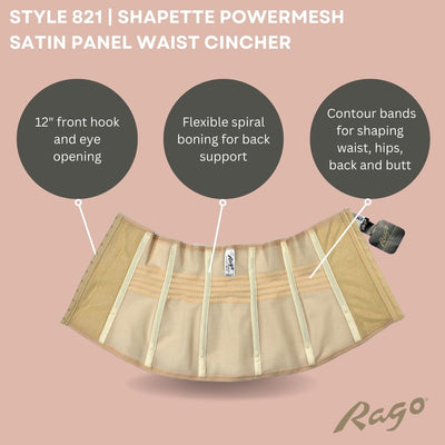 Style 821 | Shapette Powermesh Satin Panel Waist Cincher