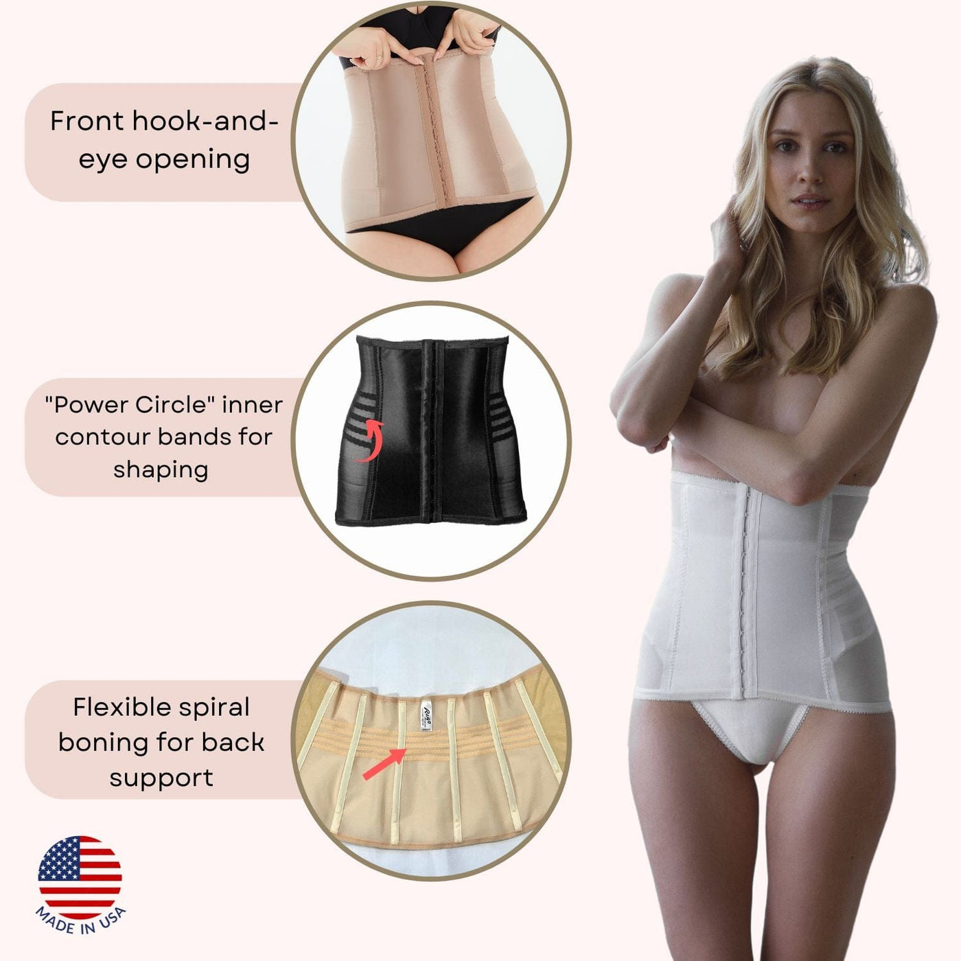 Style 821 | Shapette Powermesh Satin Panel Waist Cincher