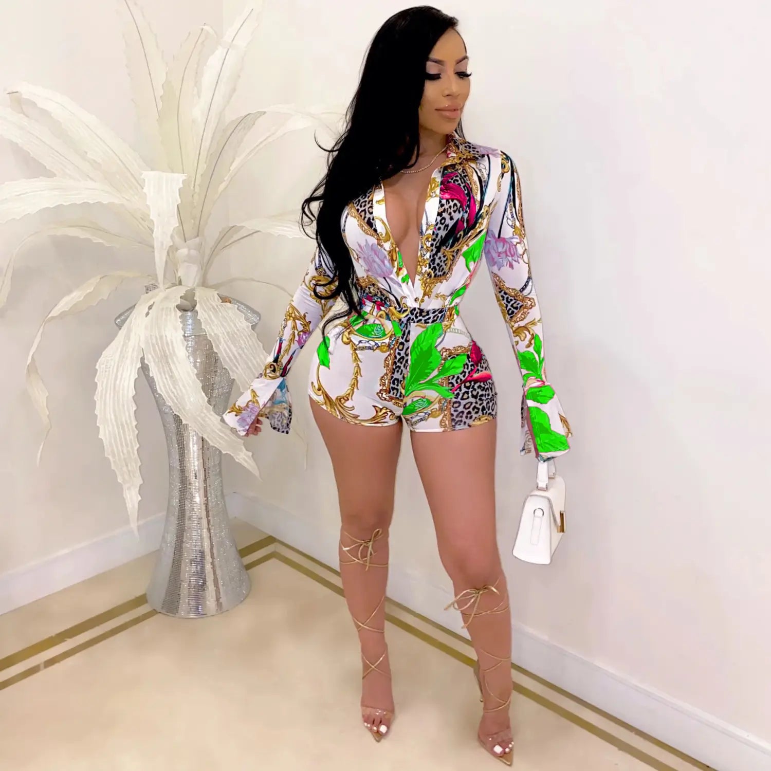 Women’s Printed Cardigan Short Set jumpsuit