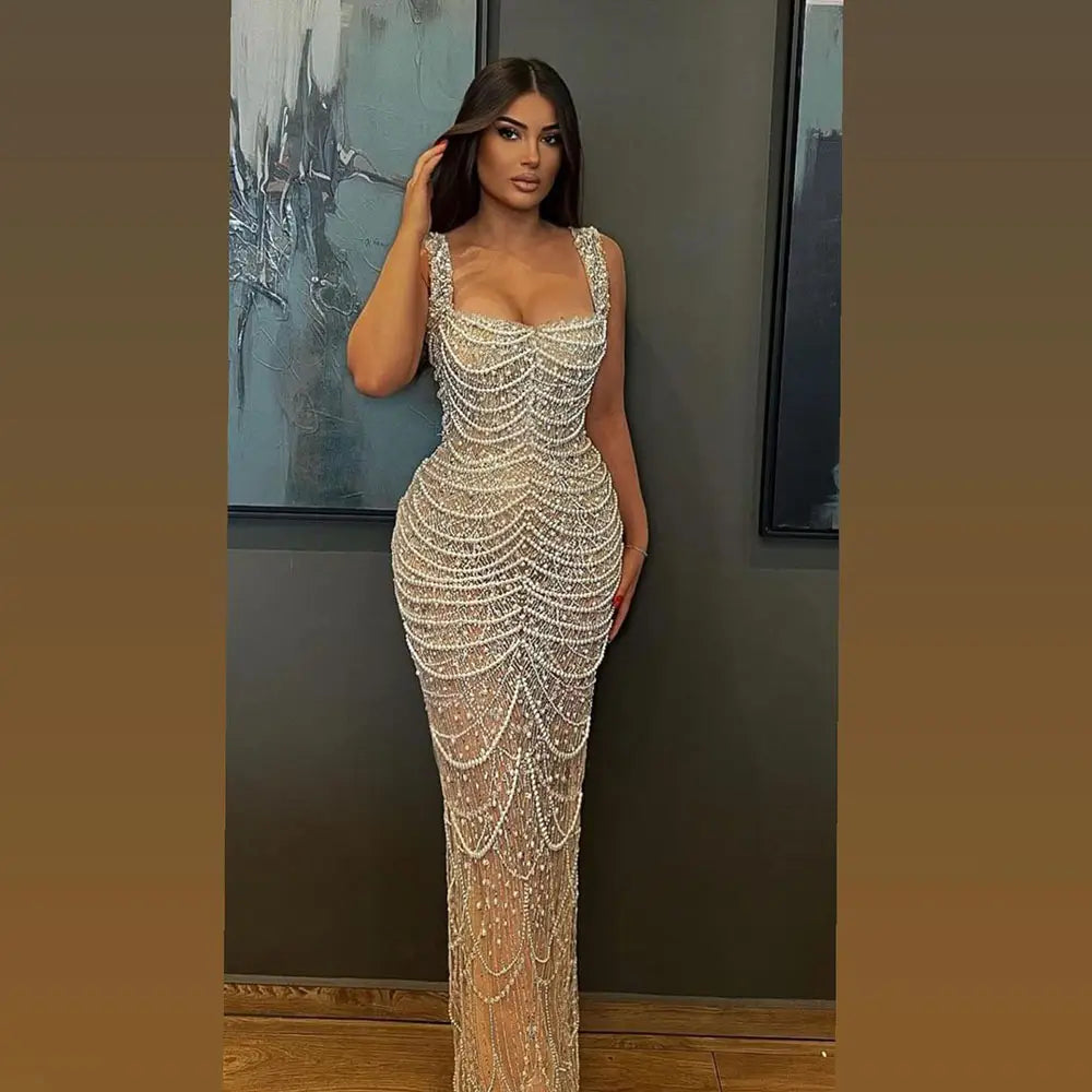 Luxury Pearl Beaded Dress