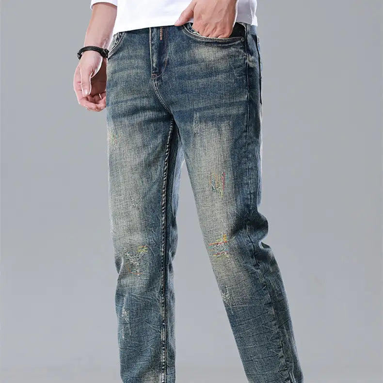 Men’s Straight Slim Cotton Vintage Jeans