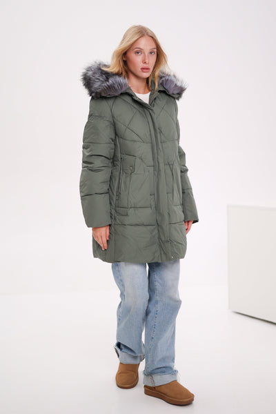 Genuine Silver Fox Insulated Winter Coat