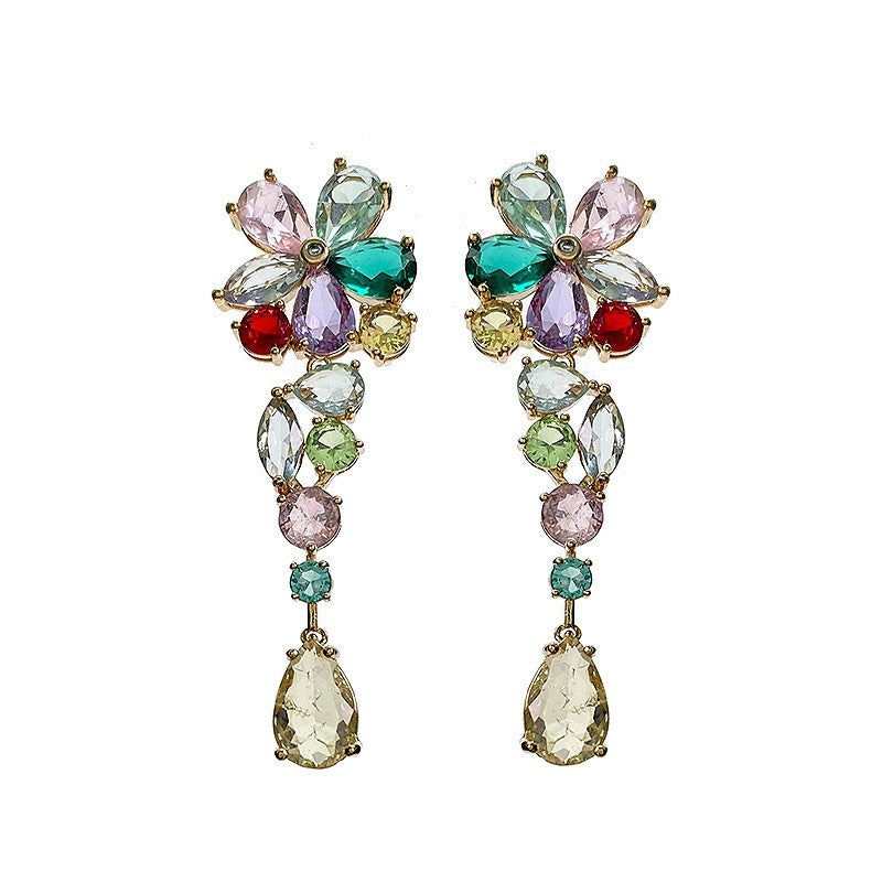 Colorful Flower Zircon Earrings