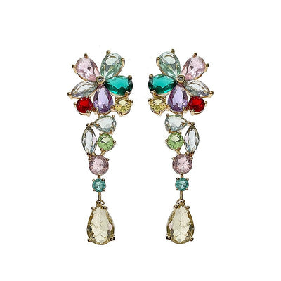 Colorful Flower Zircon Earrings