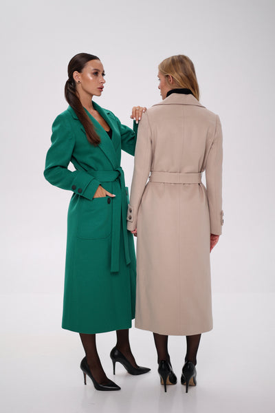 Eliza Classic Cashmere Wool Blend Overcoat in Nude