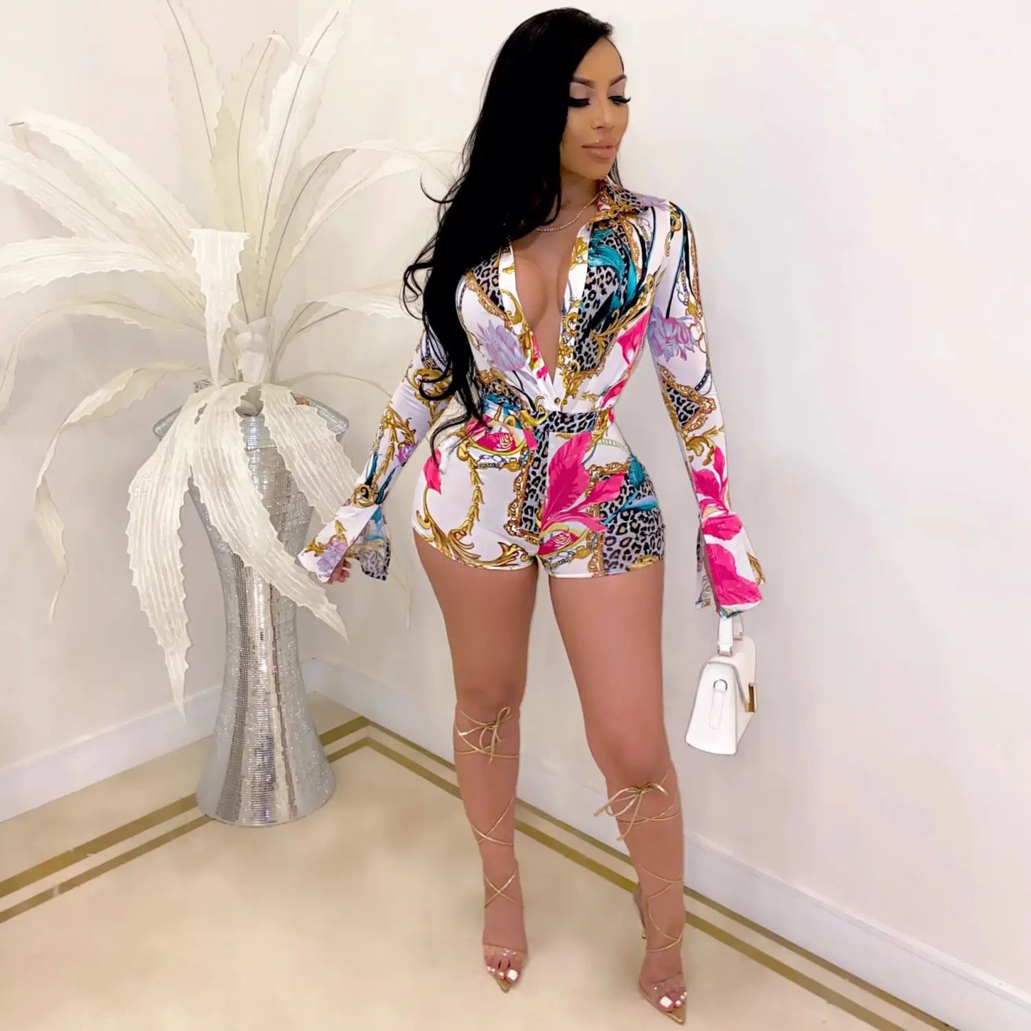 Women’s Printed Cardigan Short Set jumpsuit