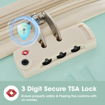 Light Green 3 Piece Luggage Set with TSA Lock