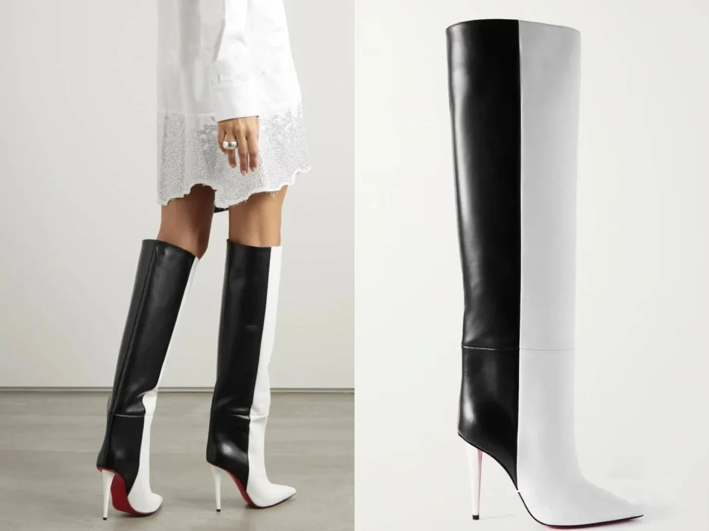 Black & White Oversized Mid Boots