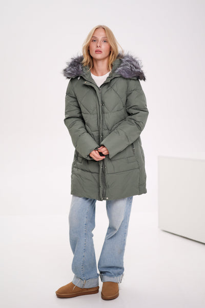Genuine Silver Fox Insulated Winter Coat