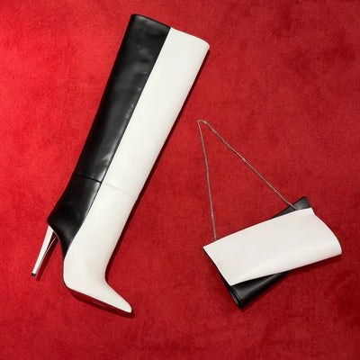 Black & White Oversized Mid Boots