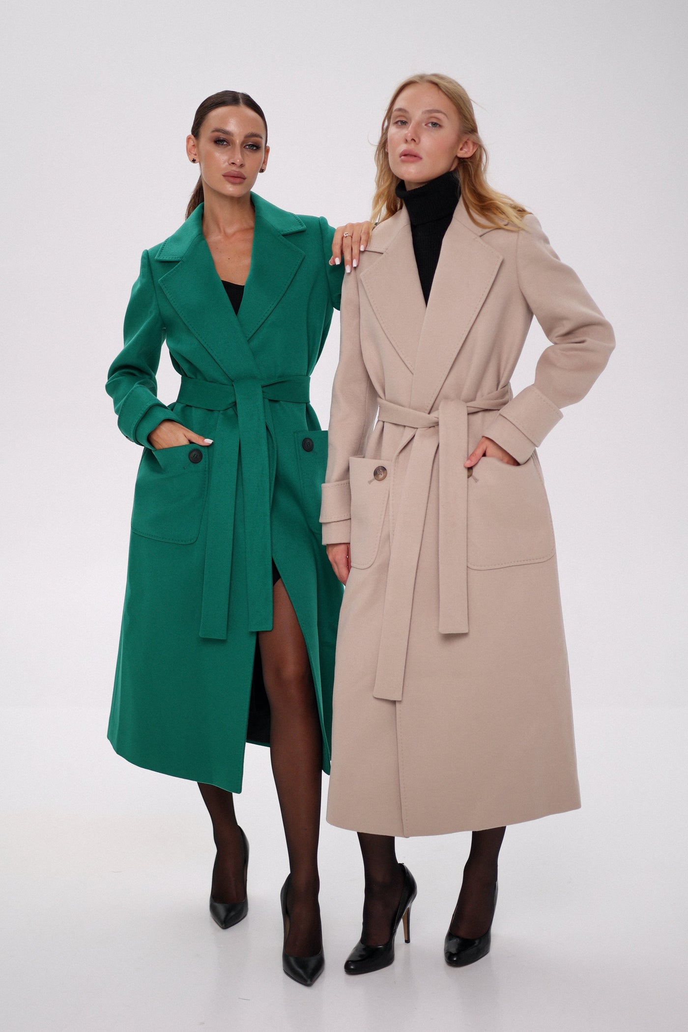 Eliza Classic Cashmere Wool Blend Overcoat in Nude