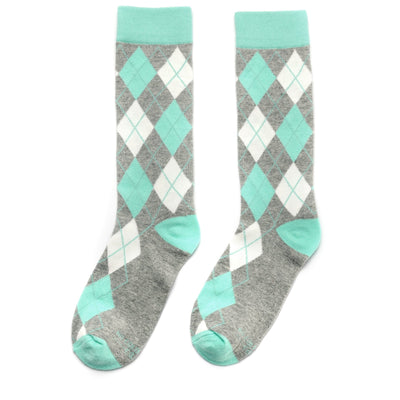 Mint and Grey Argyle Socks