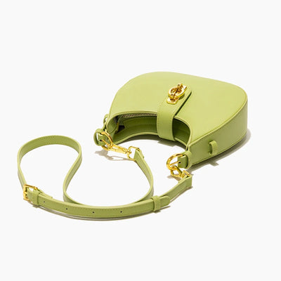 Leather Half Moon Tote Handbag