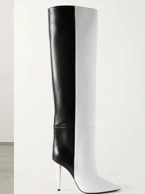 Black & White Oversized Mid Boots