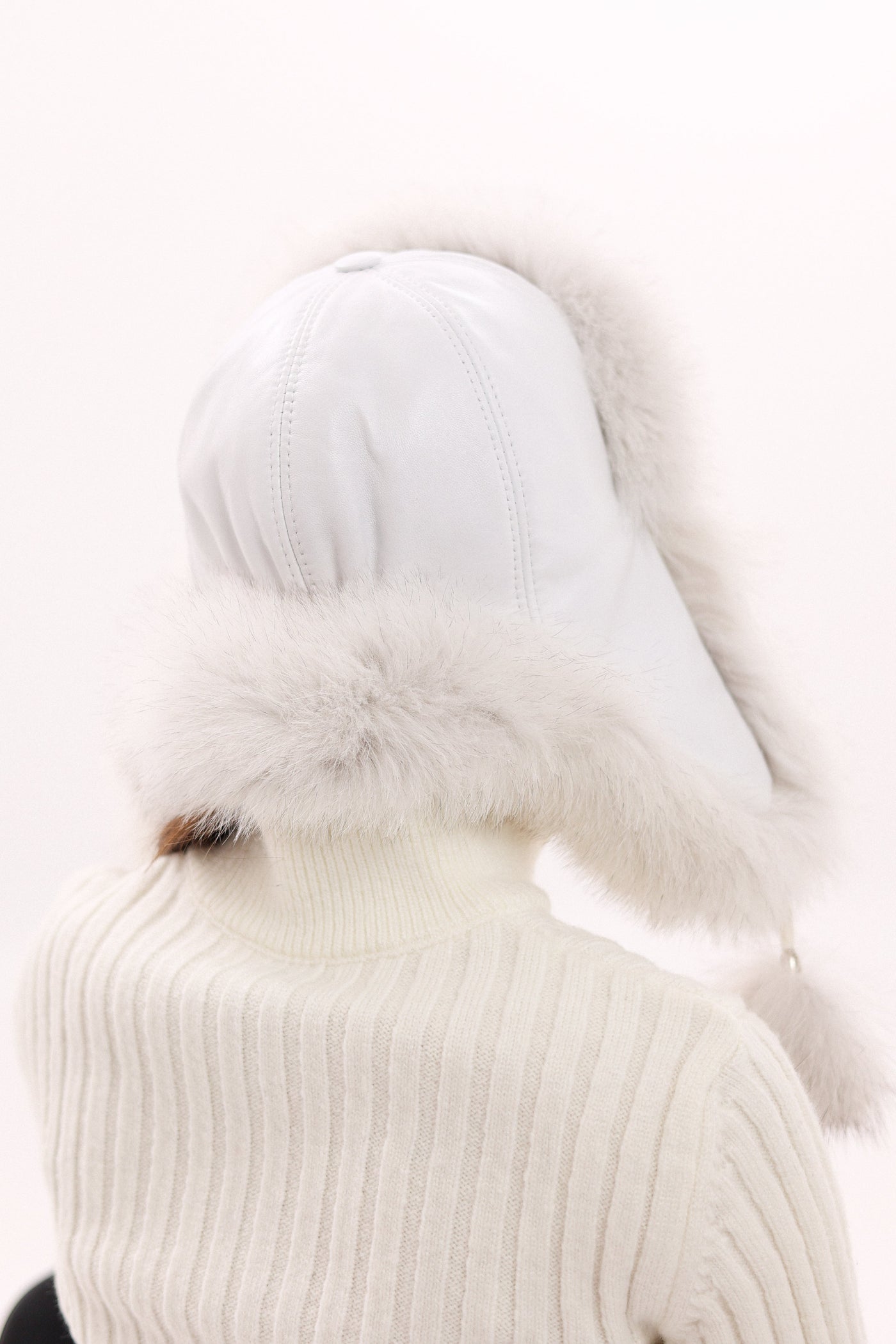 Genuine Arctic Fox Fur Genuine Leather Hat