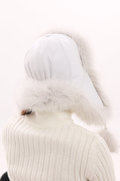 Genuine Arctic Fox Fur Genuine Leather Hat