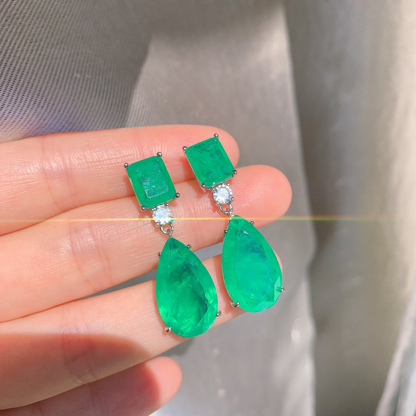 Pear-shaped Emerald Tear Dop Earrings