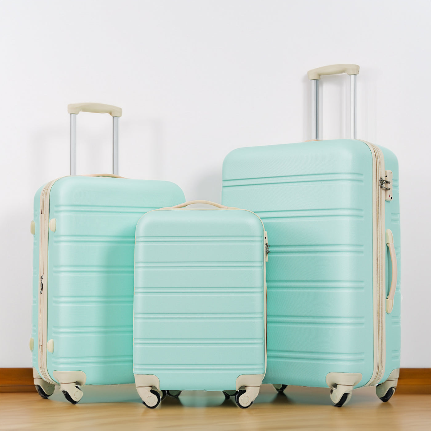 Light Green 3 Piece Luggage Set with TSA Lock