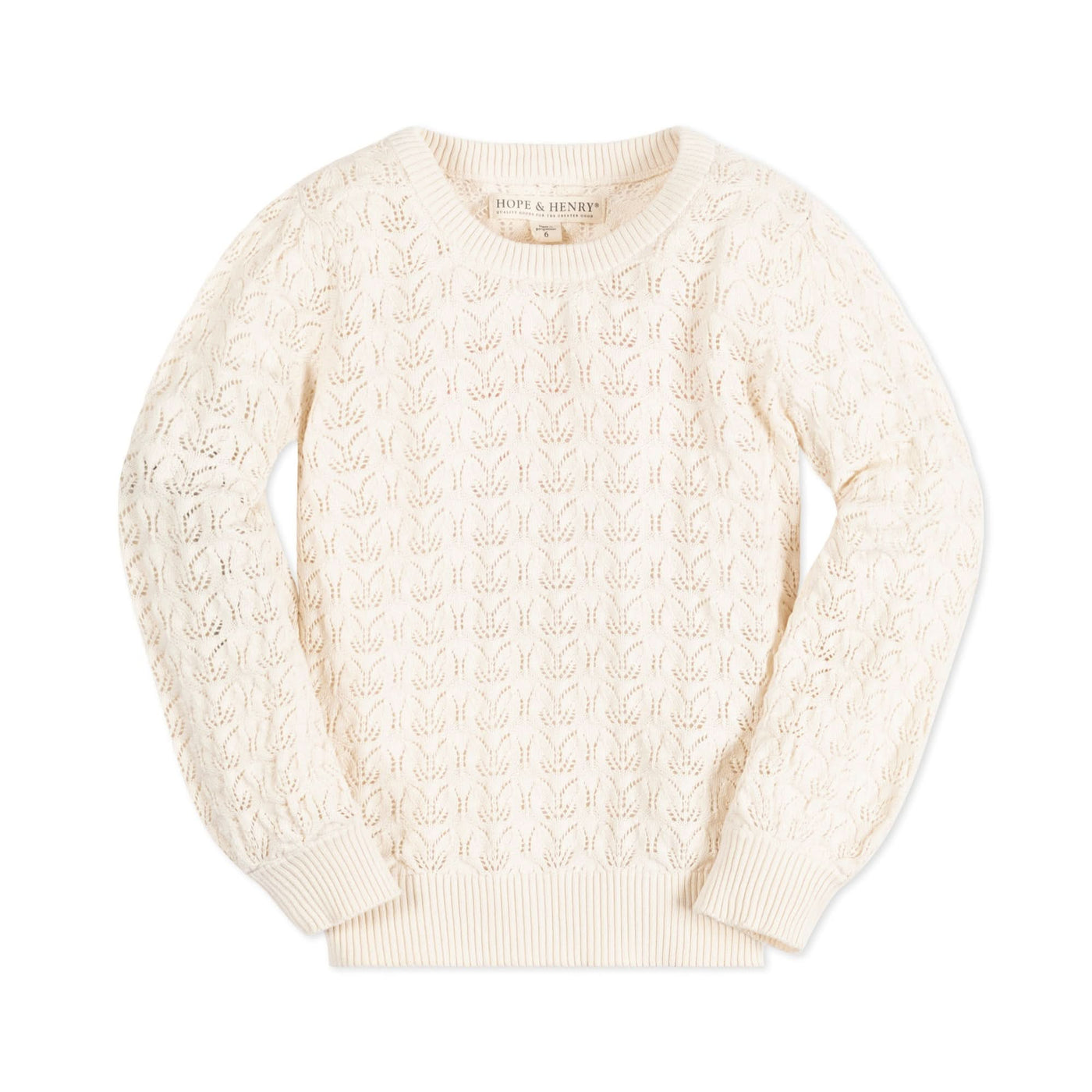 Balloon Sleeve Organic Pointelle Sweater