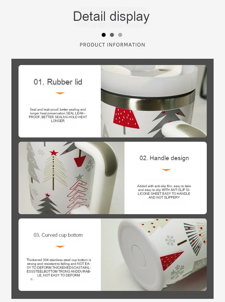 Large Capacity 40oz Holiday Thermos Cup