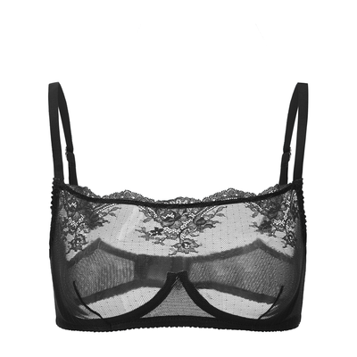 Kim High Neck Sheer Lace Underwire Bra