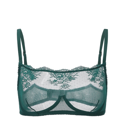 Kim High Neck Sheer Lace Underwire Bra