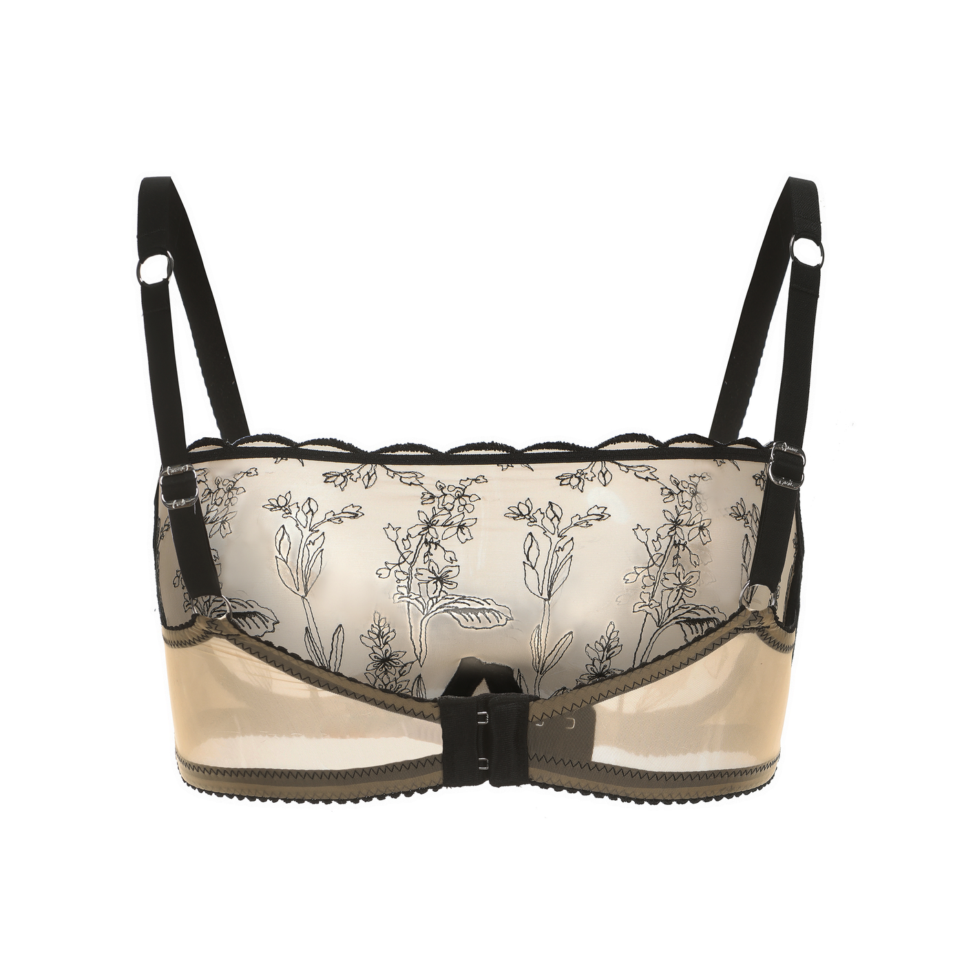 Kim High Neck Floral Embroidered Underwire Bra on Jelly Fabric