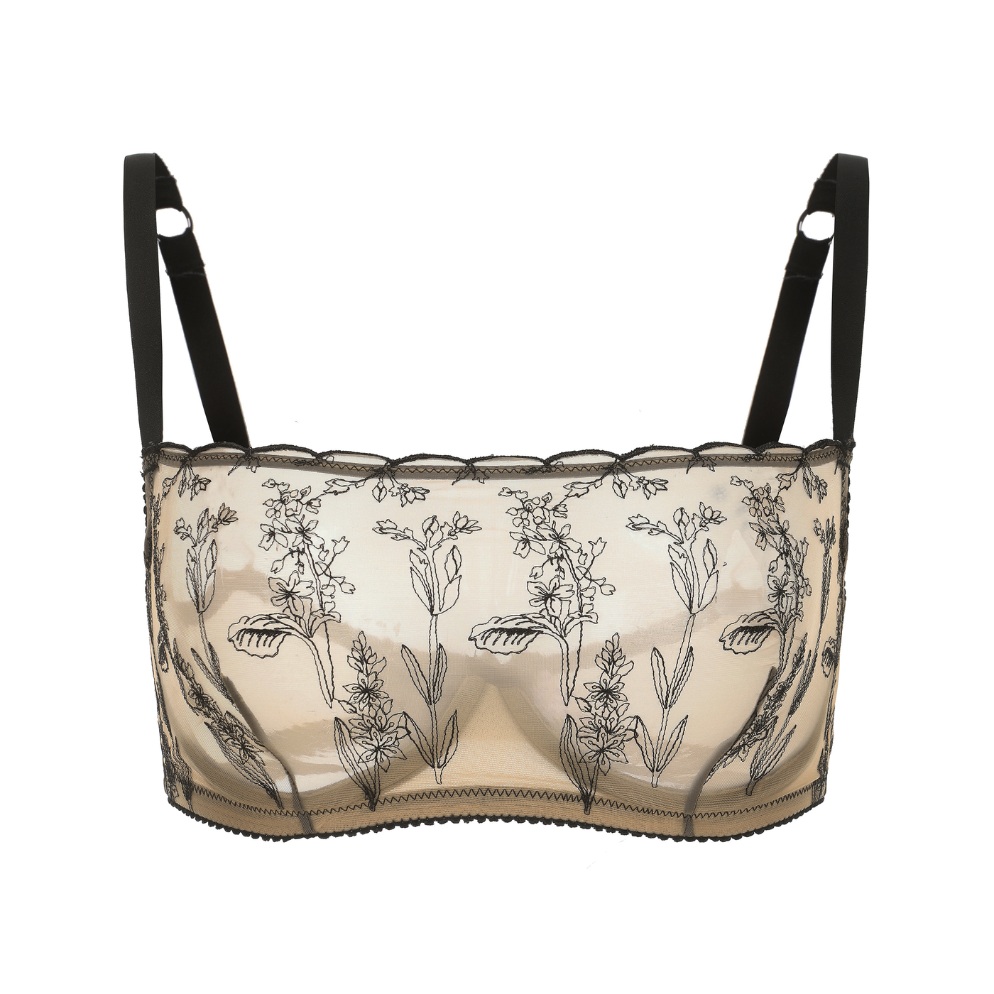 Kim High Neck Floral Embroidered Underwire Bra on Jelly Fabric