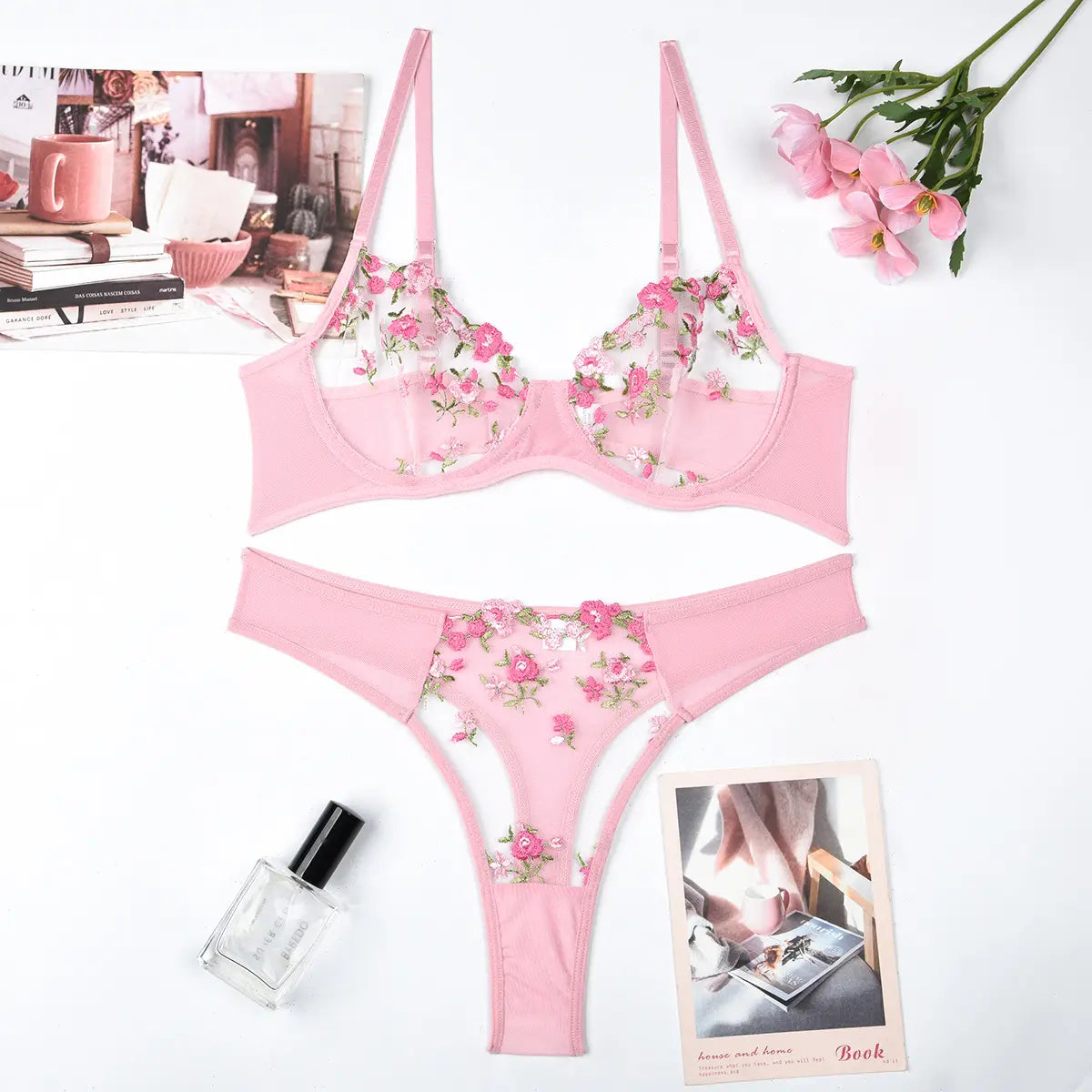 Two Piece Floral Embroidery Set