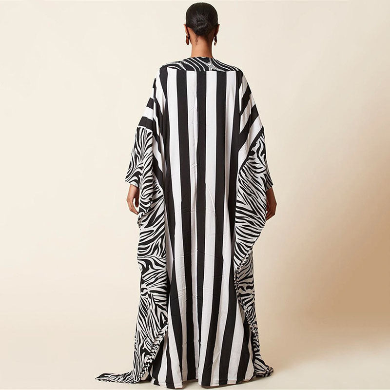 Oversized Zebra Print Beach Cover-up