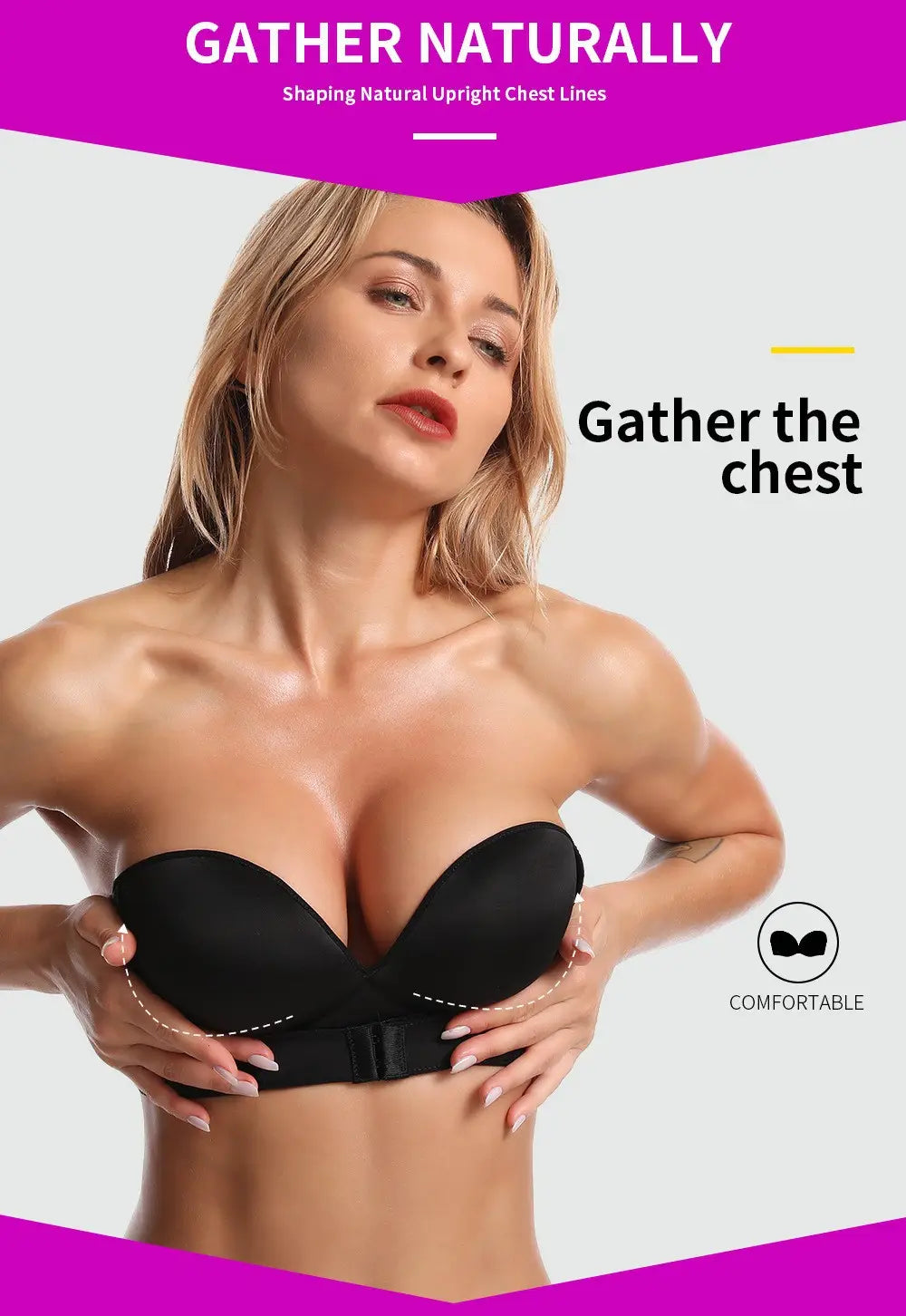 Strapless Non-slip Front Buckle Pushup Bra