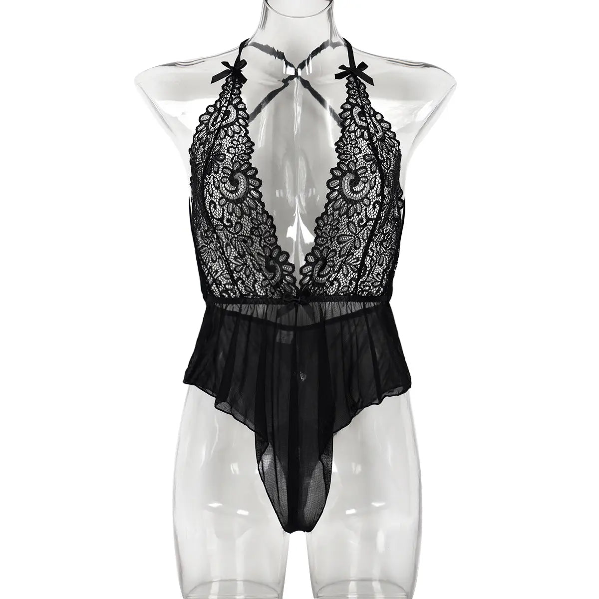 Lace V neck Backless Jumpsuit