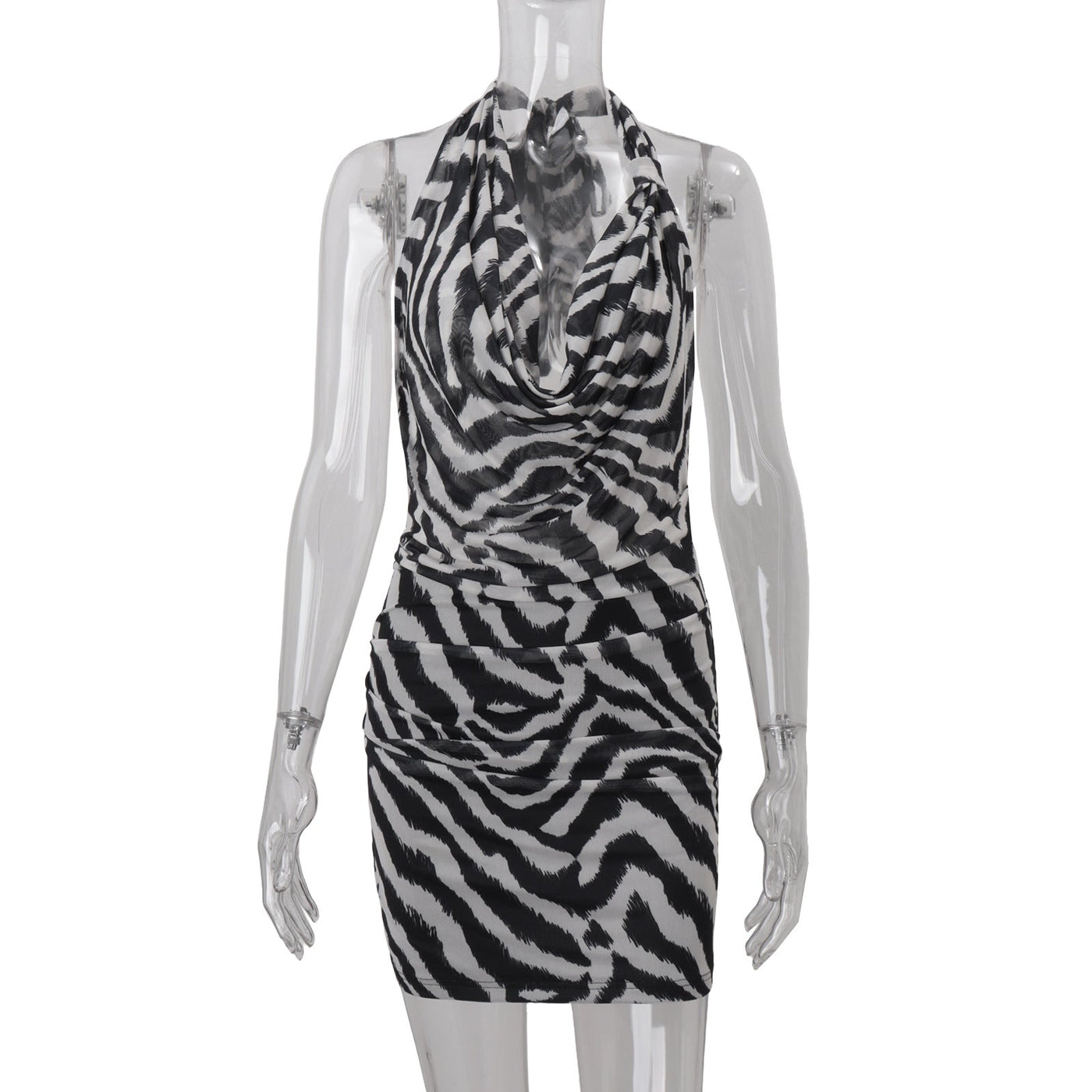 Zebra Pattern Halter Dress