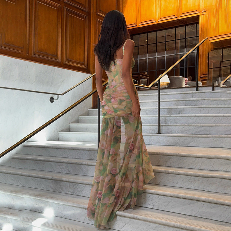 Spaghetti Strap Floral Print Dress