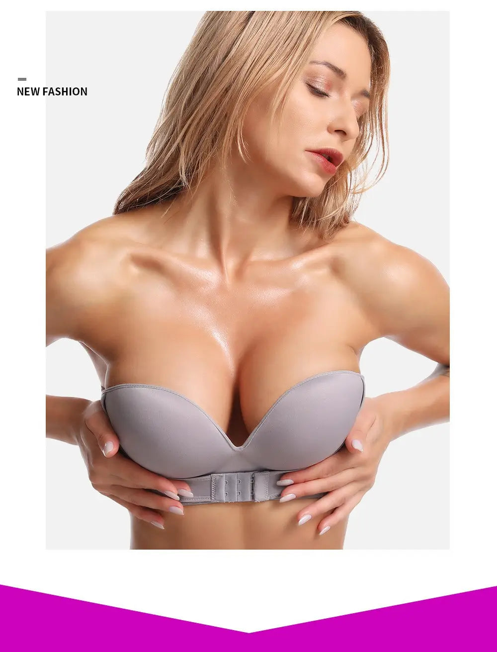 Strapless Non-slip Front Buckle Pushup Bra
