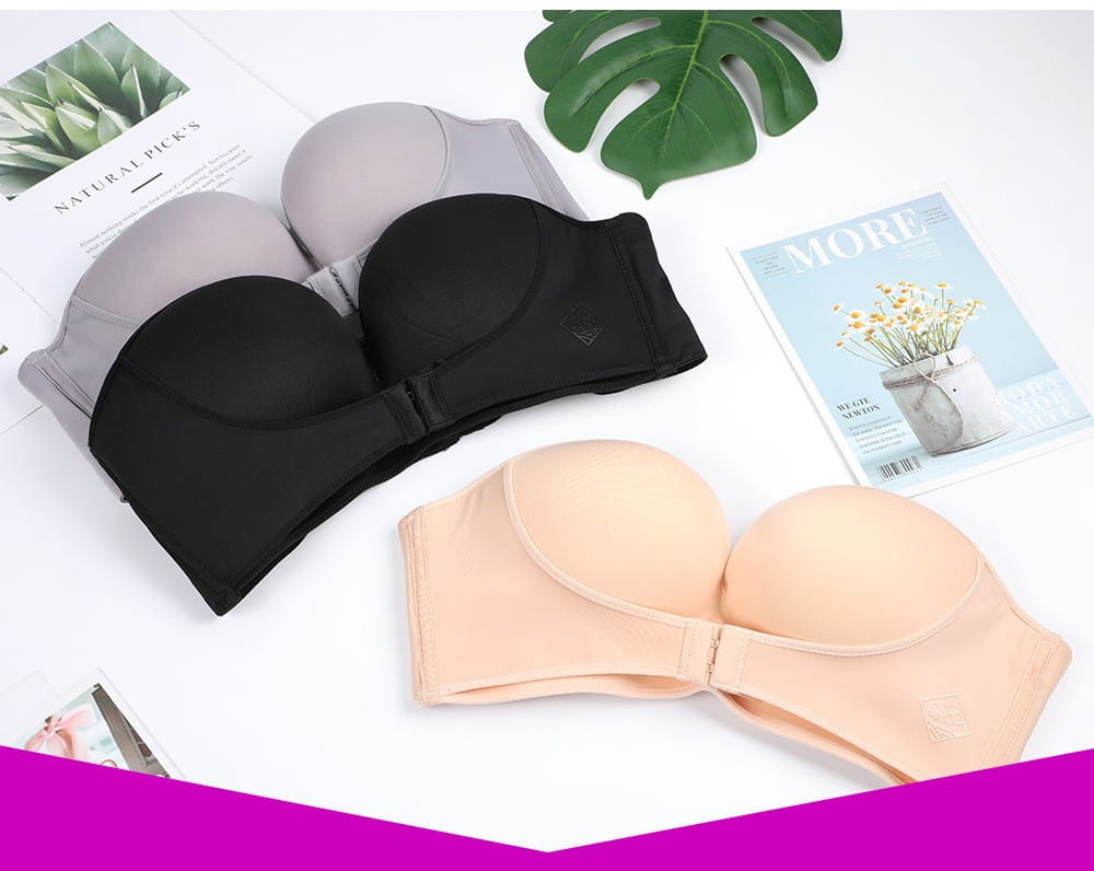 Strapless Non-slip Front Buckle Pushup Bra