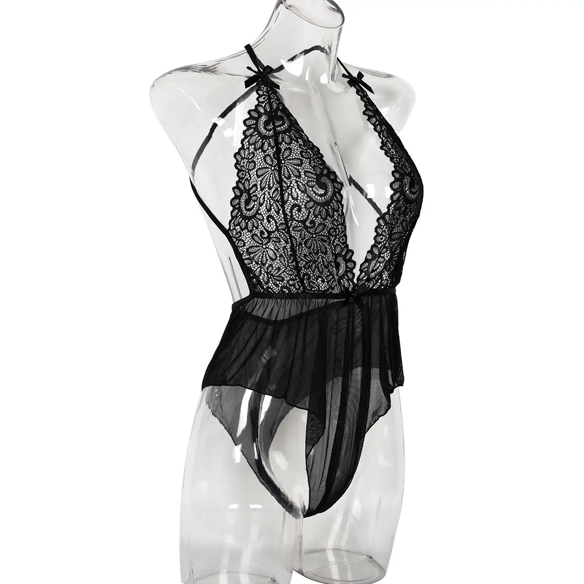 Lace V neck Backless Jumpsuit