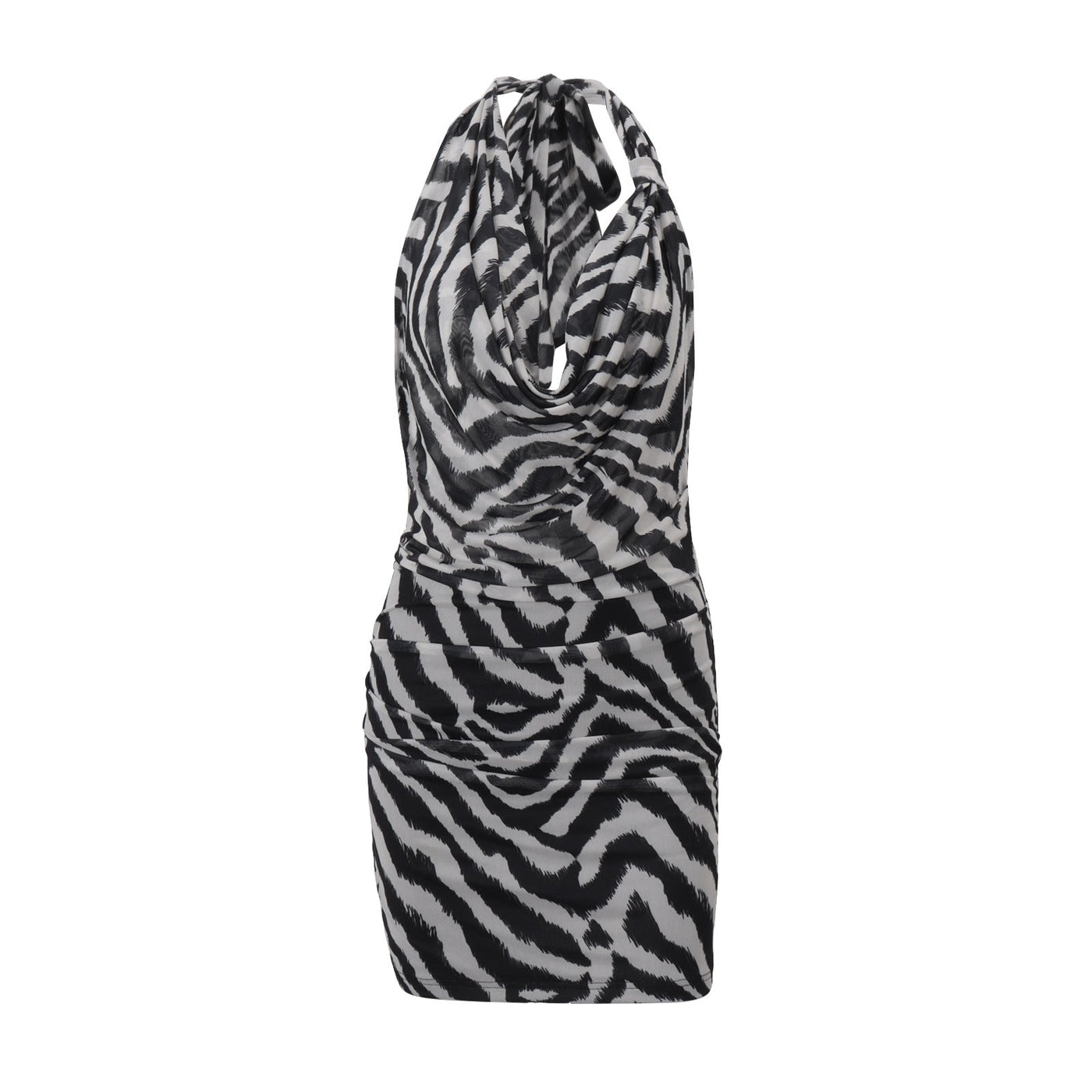 Zebra Pattern Halter Dress