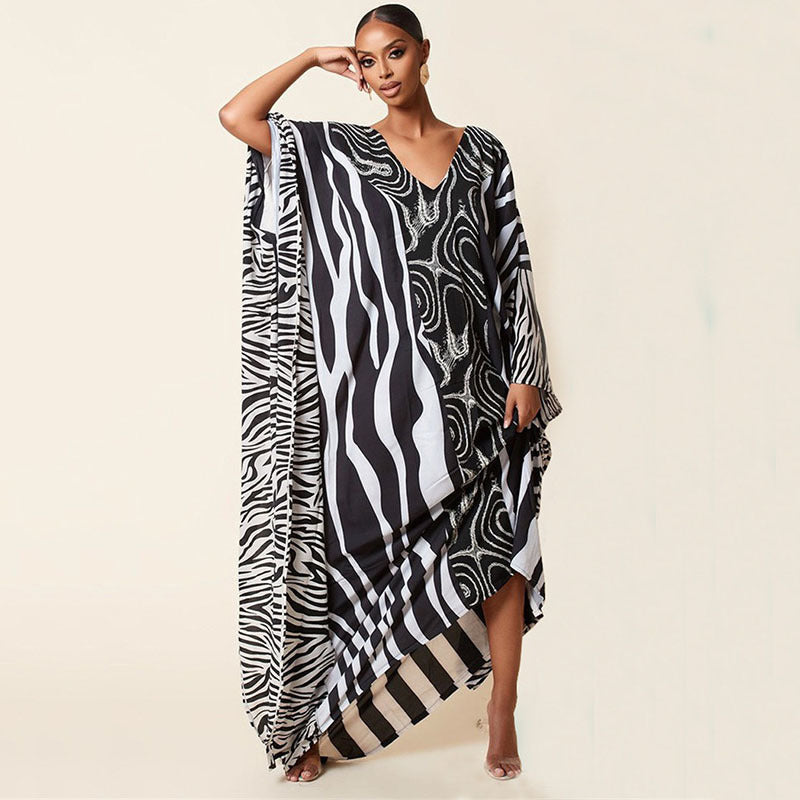 Oversized Zebra Print Beach Cover-up