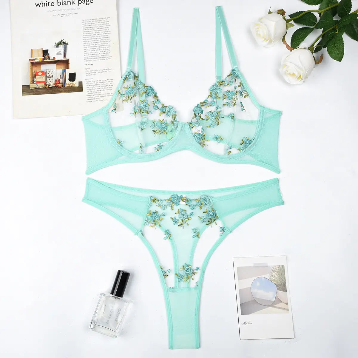 Two Piece Floral Embroidery Set