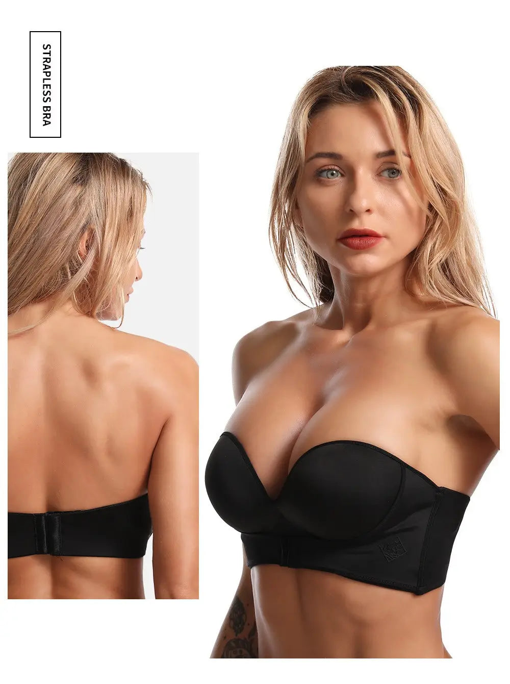 Strapless Non-slip Front Buckle Pushup Bra