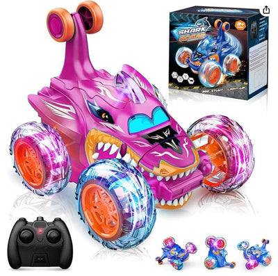 Remote Control Stunt Car Shark RC Kids Toy Outdoor 360° Rotating Boys and Girls - Blue